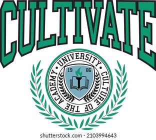 Varsity slogan print. College slogan typography print design. Vector t-shirt graphic or other uses.