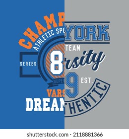 Varsity Splice Graphic print, New York athletic sports vector print