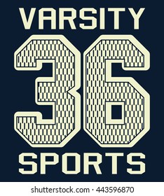 Varsity sport typography, t-shirt graphics, vectors