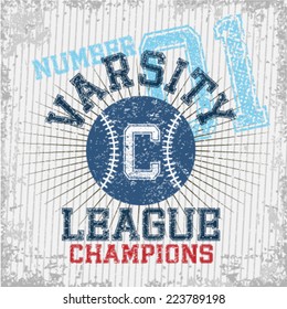 Varsity Sports League - Grunge vector illustration for boys sportswear