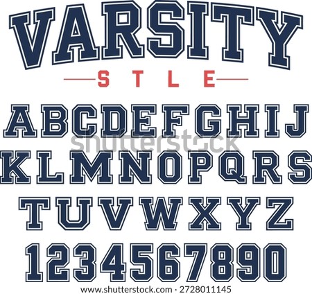 Varsity Style Athletic Alphabet and Number Set