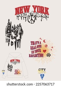 varsity style and street style graffiti style trend vector graphics. Butterfly and slogan drawings were used.