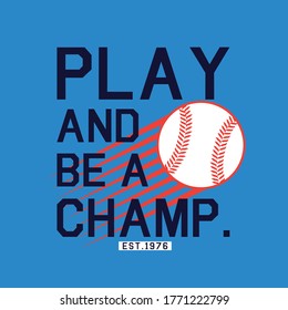 varsity style tee print design as vector with baseball ball drawn