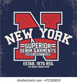 varsity style tee print design