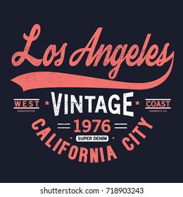 varsity style tee print design as vector with grunge texture