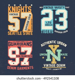 varsity style tee print vector design pack