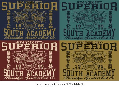 Varsity tiger superior nyc vector print and varsity. For t-shirt or other uses in vector.T shirt graphic