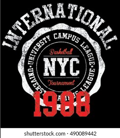 varsity t-shirt graphic, vector design