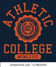 Varsity Typography Vector Illustration