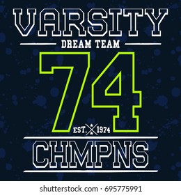 Varsity vector print design for t-shirt