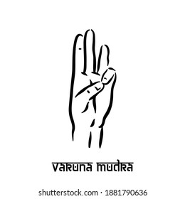 Varuna mudra. Hand spirituality hindu yoga of fingers gesture. Technique of meditation for mental health.