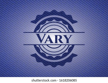Vary badge with denim texture. Vector Illustration. Detailed.