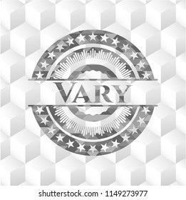 Vary grey badge with geometric cube white background