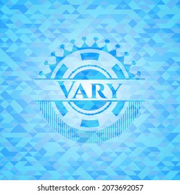 Vary sky blue emblem. Mosaic background. 