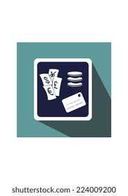 Varying currency bank notes, coins and a credit card