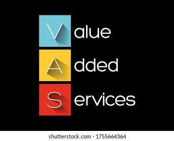 VAS - Value Added Services Acronym, Business Concept Background