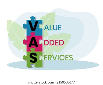 VAS - Value Added Services acronym. business concept background. vector illustration concept with keywords and icons. lettering illustration with icons for web banner, flyer, landing pag