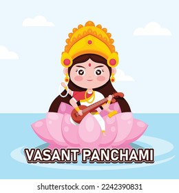 Vasant Panchami Background. Con diseño de dibujos animados. Ilustración de diseño de vectores.