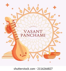 Vasant Panchami Background flat vector illustration