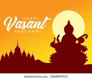 Vasant panchami festival saraswati puja poster design template.