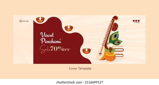 Vasant Panchami sale Indian festival cover page design template.