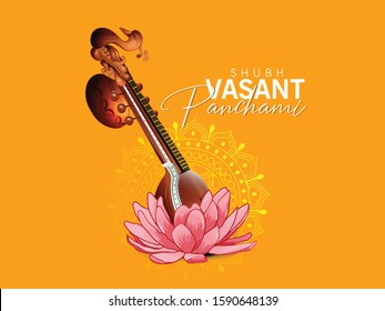 Vasant Panchami, Also Spelled Basant Panchami, Is A Festival Vasant Panchmi With Veena 