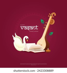 Vasant Panchami, también escrito Basant Panchami, es un simpático panchmi con veena.