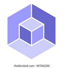 Vasarely cube, kinetic cube, logo design element, optical illusion