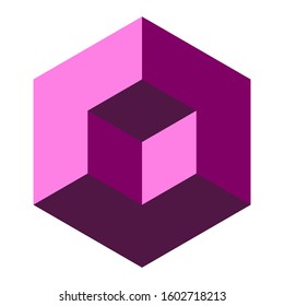 Vasarely cube, logo design element, optical illusion, vector illustration