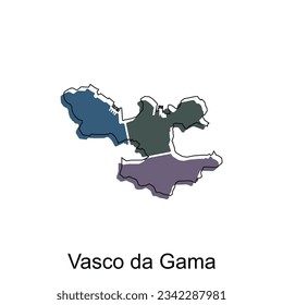 Vasco Da Gama Karte. Vektorkarte des indischen Landes. Grenzen für Ihre Infografik. Design-Vorlage für Vektorgrafiken