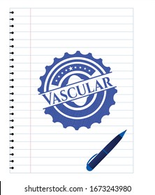 Vascular draw with pen effect. Blue ink. Vector Illustration. Detailed.