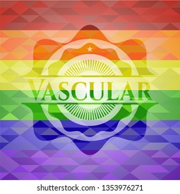 Vascular emblem on mosaic background with the colors of the LGBT flag