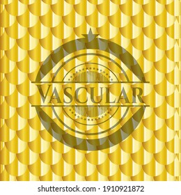 Vascular gold emblem. Scales pattern. Vector Illustration. Detailed. 