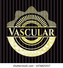 Vascular golden badge or emblem. Vector Illustration. Detailed.