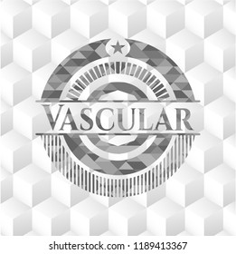 Vascular grey emblem with geometric cube white background