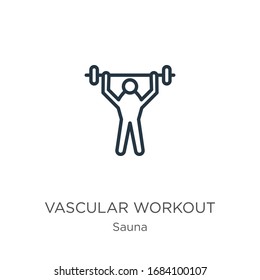 Vascular workout icon. Thin linear vascular workout outline icon isolated on white background from sauna collection. Line vector sign, symbol for web and mobile