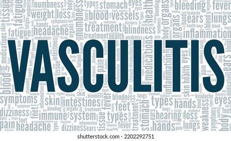 Vasculitis palabra nube diseño conceptual aislado en fondo blanco.
