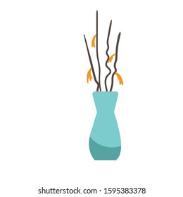 vase with aesthetic plant vector, flat design, illustration