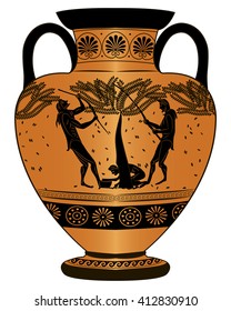 Vase ancient Greece. Harvest.