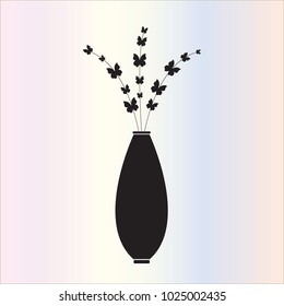 Vase black with butterflies instead of flowers.Vector illustration
