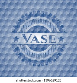 Vase blue badge with geometric background. Vector Illustration. Detailed.