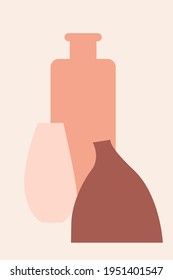 Vase boho minimalist pattern background. Abstract vase silhouette for souvenir shop tag design, home decor store flyer, t shirt print, market advertising etc.