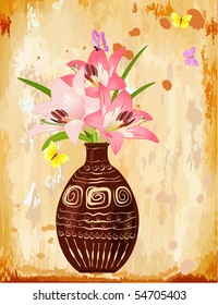 Vase with a bouquet of lilies