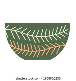 Vase, bowl, jar, jug. Design elements for pattern, art workshop, logo or icon. Single object. Clay art, pottery. Hand mage interior design. Isolated on white