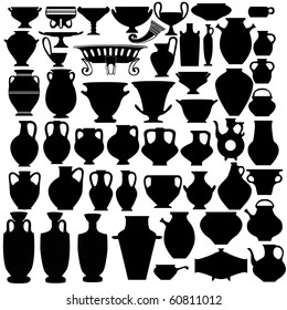 Large Set Vessels Fluid Amphoras Jugs Stock Vector (Royalty Free ...