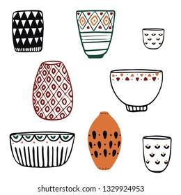 vase bowl vector set collection traditional design pattern