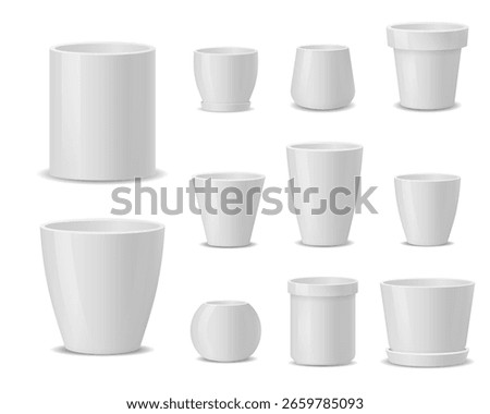 Vase brown porcelain icon empty realistic botanical plastic plant home decor floral garden decoration cartoon indoor equipment flowerpot pottery vector graphic

