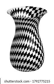 Vase checkered. Halftone Vector Spiral image. Stipple Dot Backgrounds with rectangles