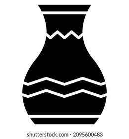 A vase of classic shape with a decor of curved lines. Vector icon, glyph, isolated