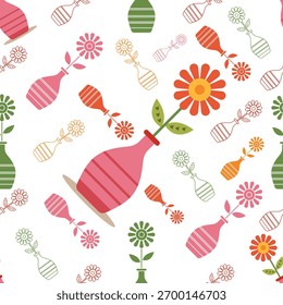 Vase mit bunten Blumen nahtloses Muster Design